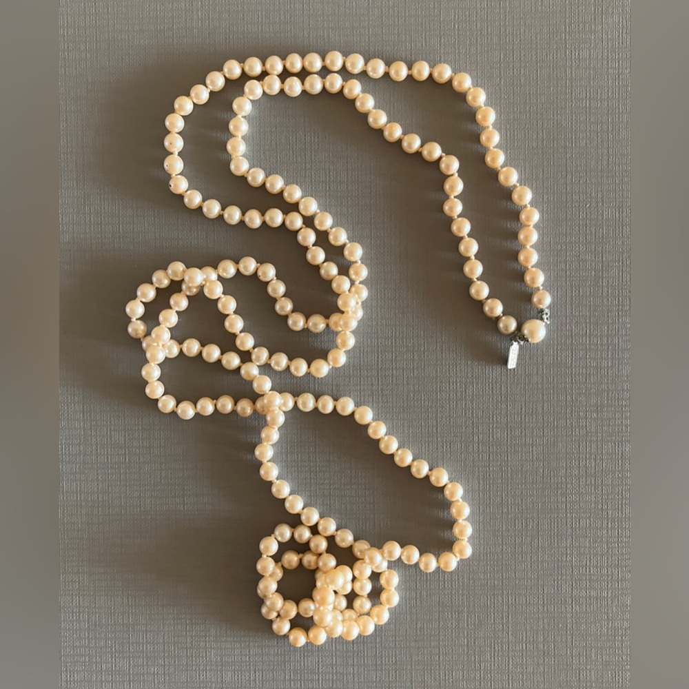 Marvella vintage faux pearl 55”beaded long necklace from 50’s